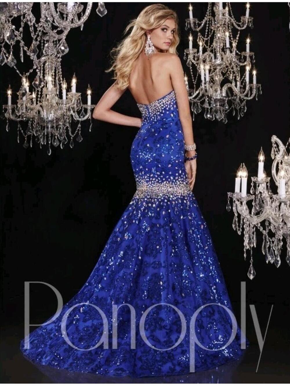 NWOT Panoply 14783 Sequin Blue MERMAID Ballroom Gown, Prom, Quinceanera, Size 2